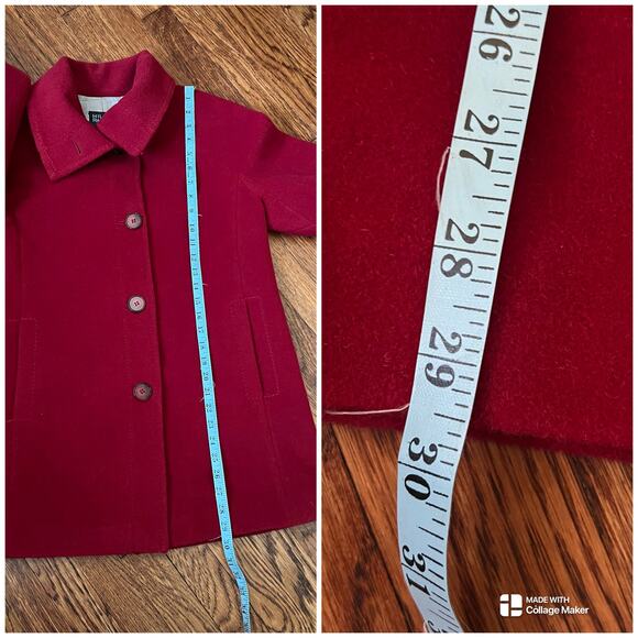 Hilary Radley Red Wool Alpaca Blend Peacoat Jacket Swing Coat Made in Peru M - Picture 13 of 17